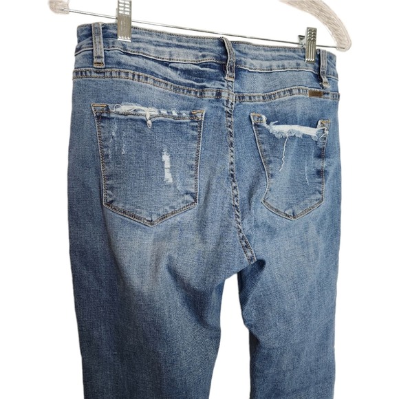 Kancan Double Raw Hem Fringe Distressed Jeans Medium Wash Size 29 Women's - Picture 6 of 8